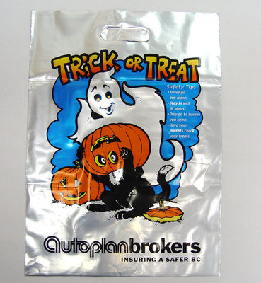 Foldable Die Cut Plastic Handle Bags Regenerative LDPE / HDPE Printed